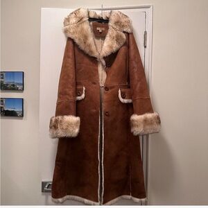 Long faux fur western winter coat